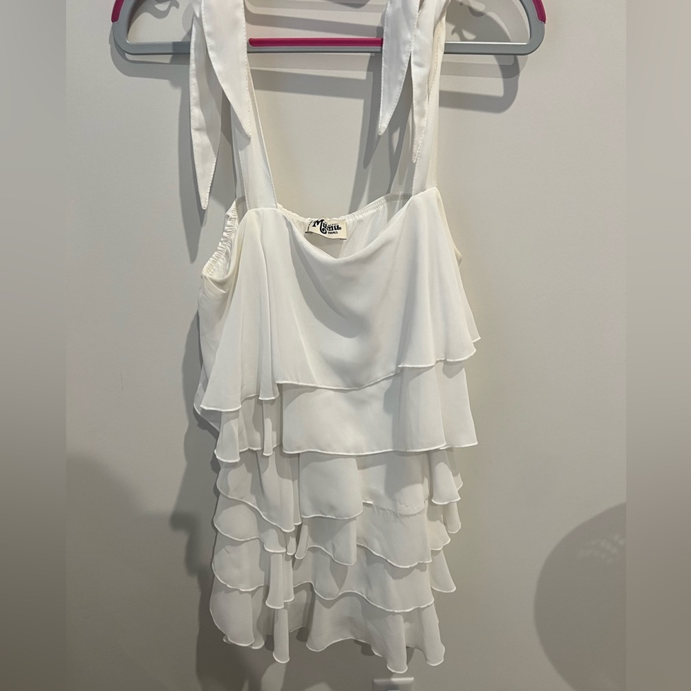 Show me your mumu white ruffle dress